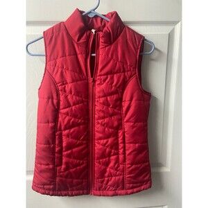 Red Camel Puffer Vest Womens Small Red Front Pockets Full Zip Warm